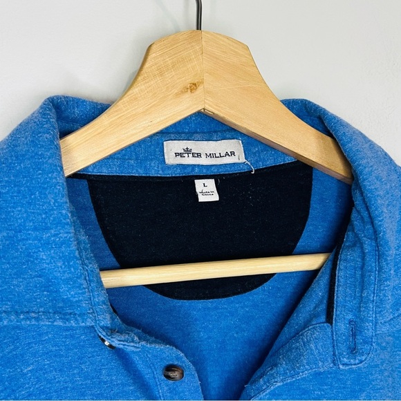 Peter Millar Crown Blue Luxury Blend Soft Long Sleeve Polo L - Picture 3 of 5